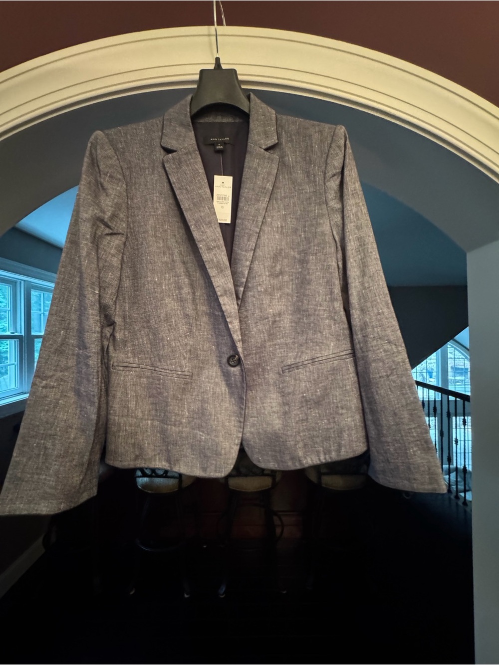 Ann Taylor Gray-Blue Textured Single-Button Blazer - NWT
